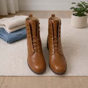 Madewell Patti Lace-Up Boots English Saddle Leather Block Heel Womens 10